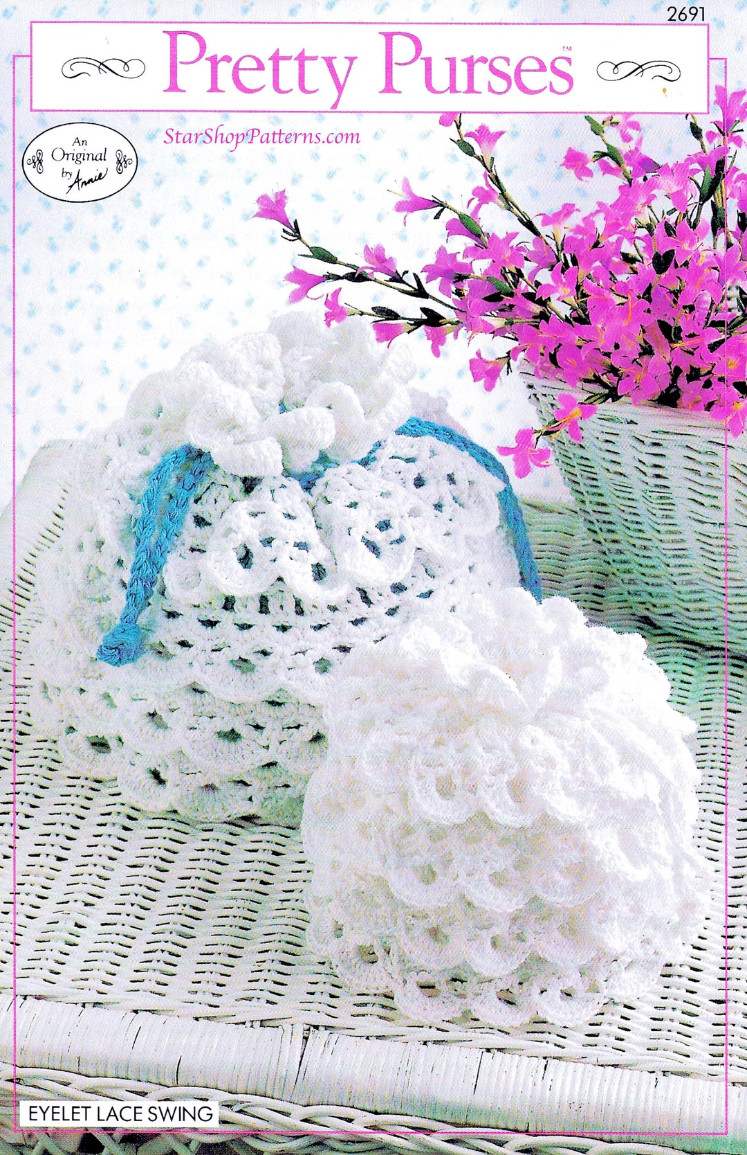 Vintage Crochet Purse Pattern Book PDF Download Lace Crochet Handbag Patterns Drawstring Purse