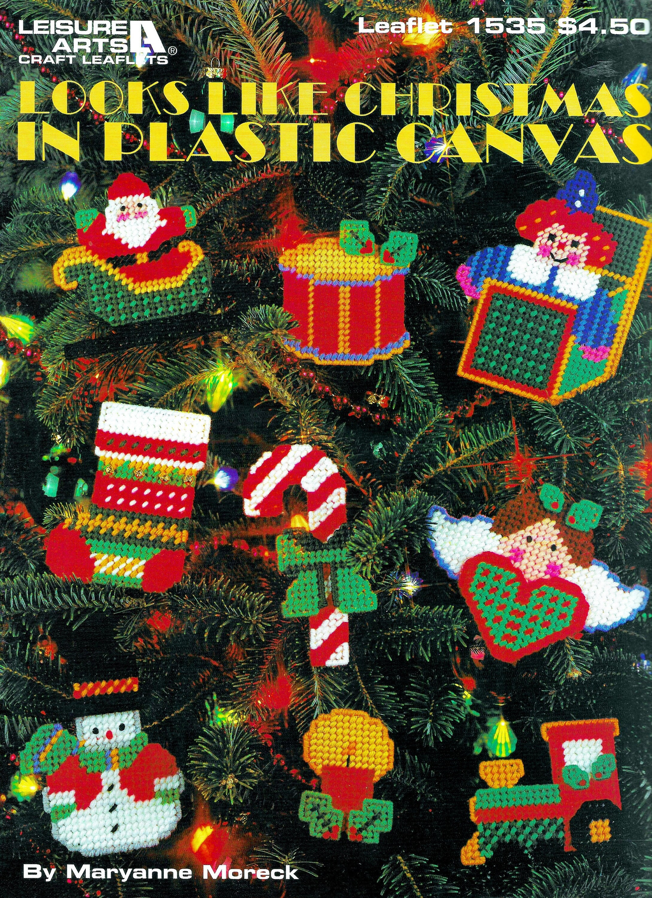 Vintage Plastic Canvas Pattern Book PDF Digital Download • Christmas Ornament Magnet Plastic Canvas Pattern Xmas Santa Snowman Tree Stocking
