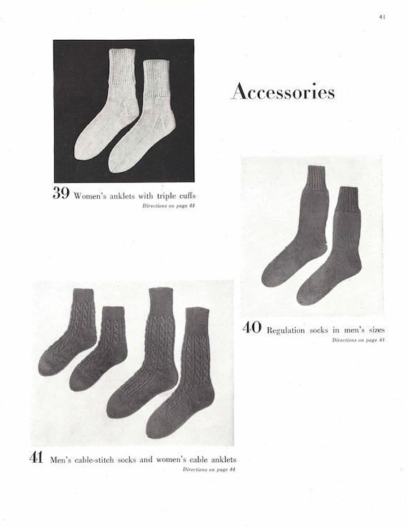 His & Hers Socks 1940s Knitting Knit Sock 40s Vogue Vintage