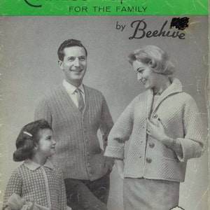 Family Sweaters • 1950s Cardigan Sweater Jacket Patterns • 50s Vintage Knitting Pattern • Retro Men&#39;s Women&#39;s Knit Digital PDF