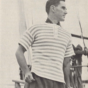 Sailor&#39;s Stripes • 1950s Knitting Sailing Shirt Top Polo • 50s Man Man&#39;s Vintage Vogue Pattern • Retro Men&#39;s Knit Digital PDF