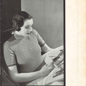 Co-Ed Sweater • 1930s Sweater Jumper Top Blouse Pattern • Vintage Knitting Patterns • Retro Corticelli Digital PDF