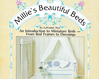 Vintage Miniature Dollhouse Pattern Book PDF • 1:12 Scale Mini Quilt Doll Bed Headboard Ruffle Blanket Pillow Vintage Sewing Embroidery