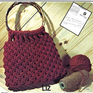 Liz • 1970s Macrame Bags Design Handbag Designs Purse Patterns • Bag How To Instruction Pattern Book 70s Vintage  • Retro PDF