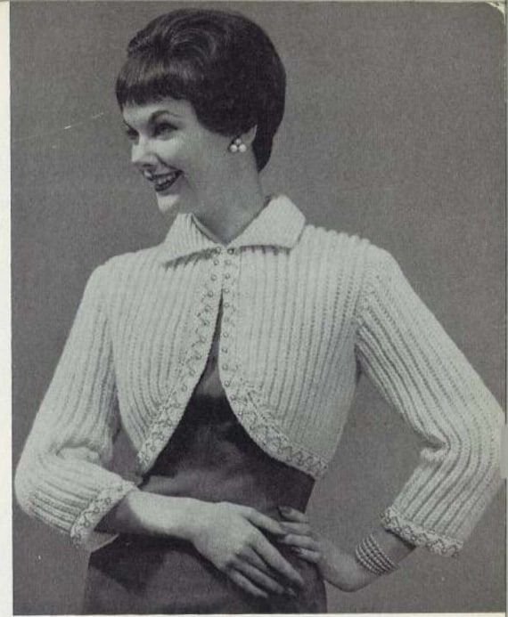 Pearl Bolero 1950s Wedding Bridal Shrug Cardigan Sweater Patterns 50s Vintage Lace Knitting Pattern Retro Women s Knit Digital PDF Etsy