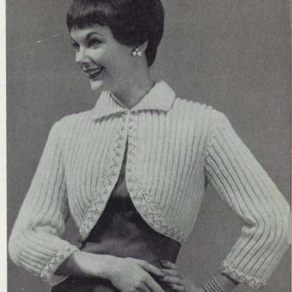 Pearl Bolero • 1950s Wedding Bridal Shrug Cardigan Sweater Patterns • 50s Vintage Lace Knitting Pattern • Retro Women's Knit Digital PDF