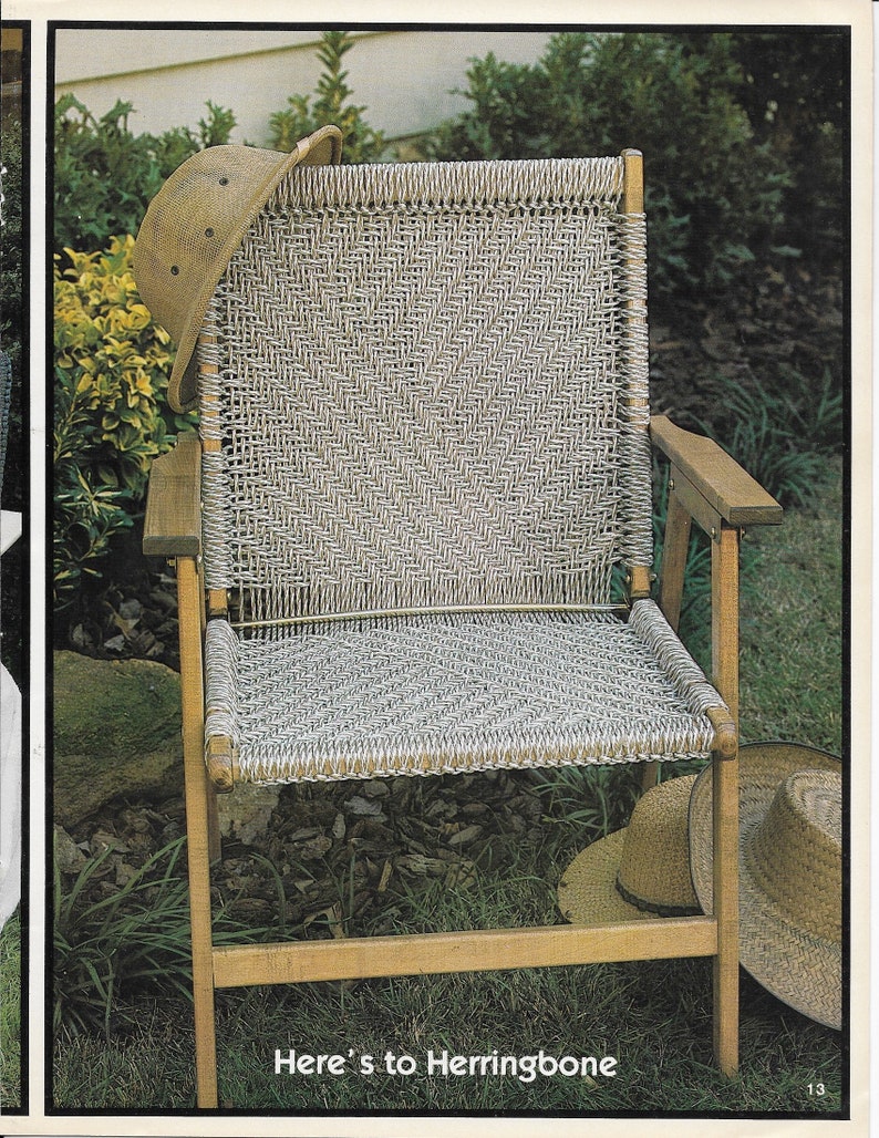 Macrame Chairs 1980s Macrame Patio Lawn Chair Folding Deck Etsy