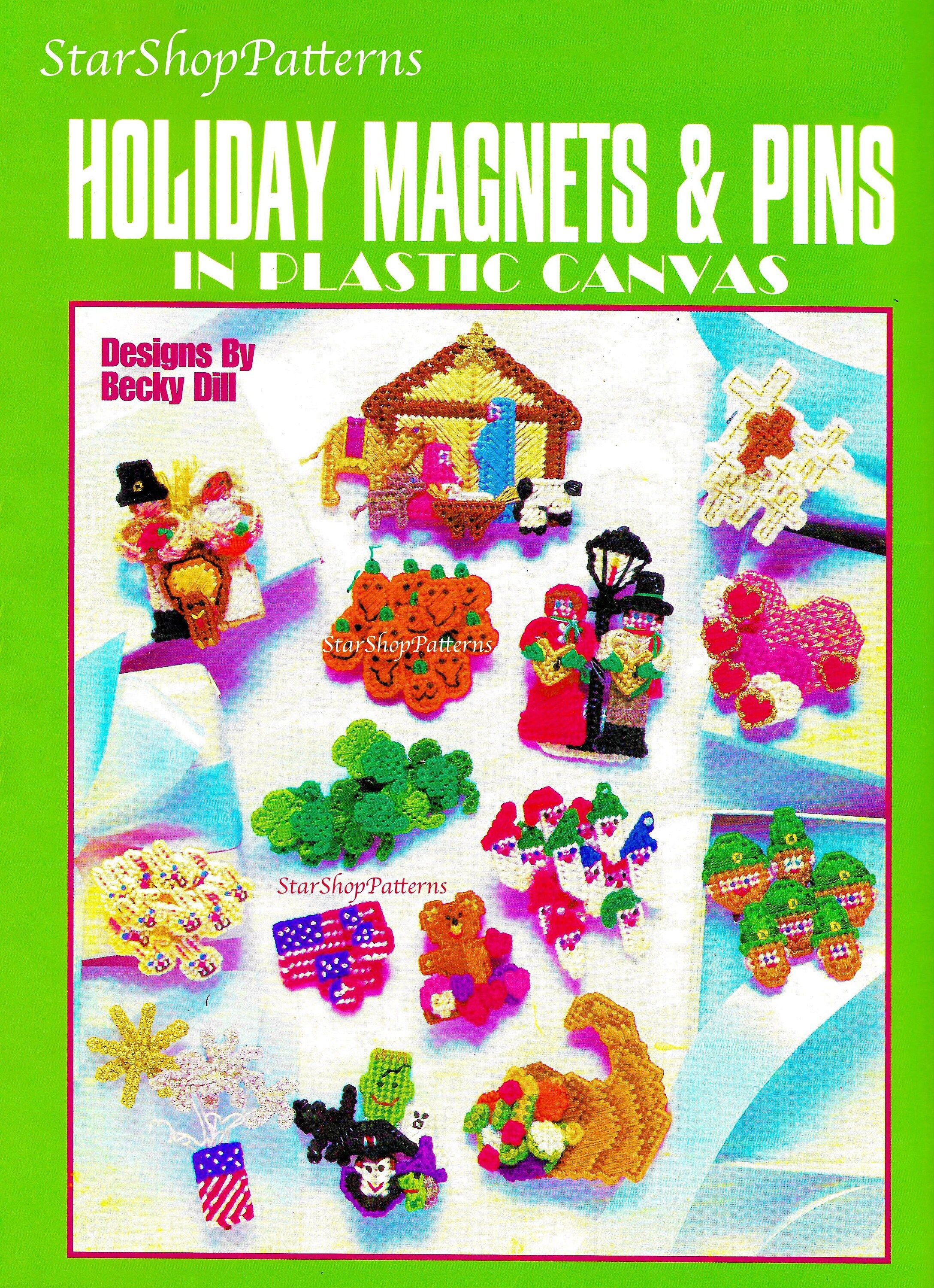 Mini Plastic Canvas Pattern Book PDF Holiday Magnet Pin Christmas