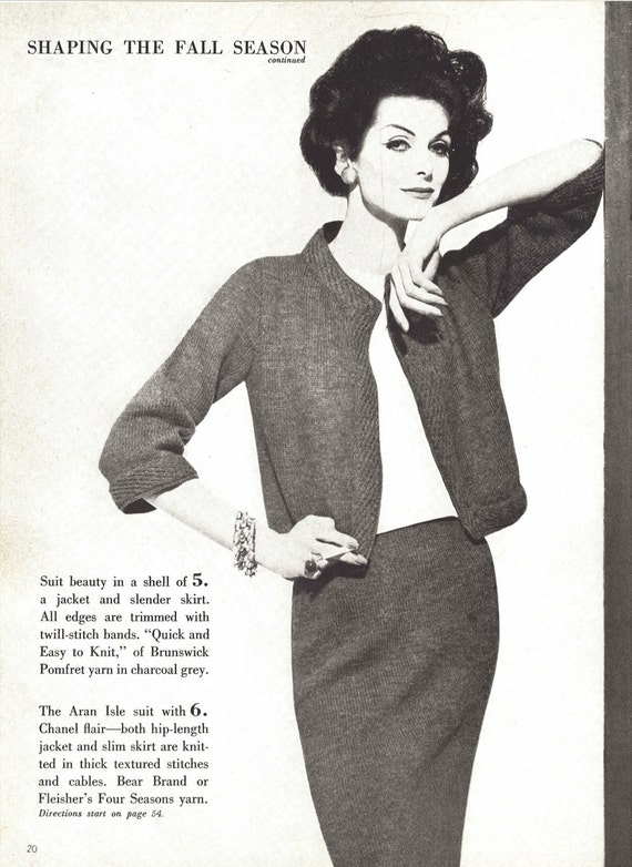 Brunswick Suit Dress  1960s Knitting Knit Sweater Skirt Pattern  Vintage  Knit  1961 Woman's Digital PDF - Etsy