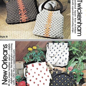 Macramé Purse Time * 1970s Macrame Bead Bag Tote * Beaded Purses Instruction Pat