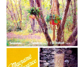 Macramé Elegance 1970s Vintage Macrame Pattern PDF Ebook Beginner Easy  Macrame Pattern Book 70s Pot Plant Hanger Owl Owls Hanging Table 