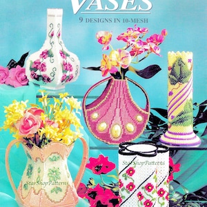 Vintage Plastic Canvas Pattern Book PDF • Vase Plastic Canvas Pattern • Flower Vases Plastic Canvas Pattern Download Book 10-Mesh Pattern