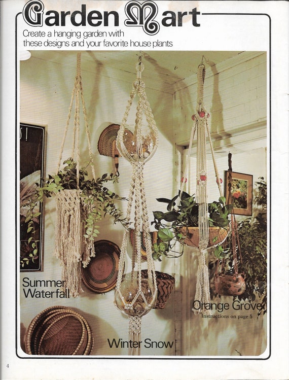 Macramé Boutique 1970s Macrame Plant Pot Hanger Room Divider Wall