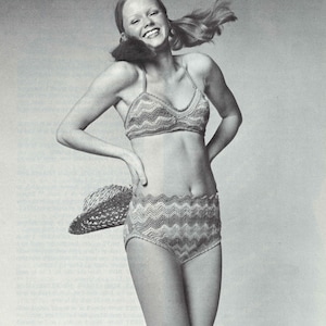 Ripple Bikini • 1970s Crochet Swimsuit Bathing Suit Pattern • Vintage Crocheting Women&#39;s Retro Patterns • Digital PDF Download