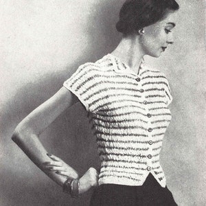 Ballet Sweater • 1940s Knitting Knit Top Blouse Shirt • 40s Vogue Vintage Pattern • Retro Women&#39;s Knit Digital PDF