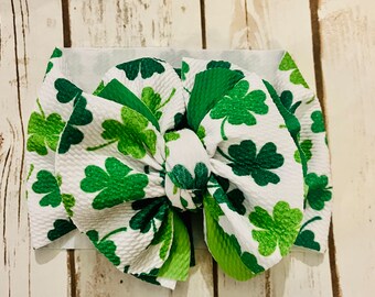 St Patrick’s Day Head Wrap, Clover Baby Headband, Baby Headband, Irish Clover Stacked Headband