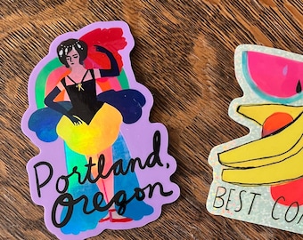 Portland, Oregon Showgirl Vinyl Die Cut Sticker - 3 inch
