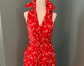 1970s Diane Von Furstenberg Red Tulip Print Dress