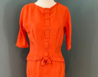 Size M - Suzy Perette Orange Silk Wiggle Dress