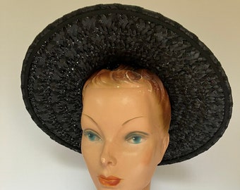 c.1940s The Harris Company San Bernandino Straw Hat with Detachable Crown