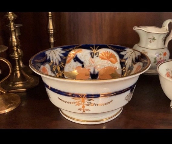 Antique Early 1800s Regency Coalport Porcelain Waste Bowl - Imari Pattern 128