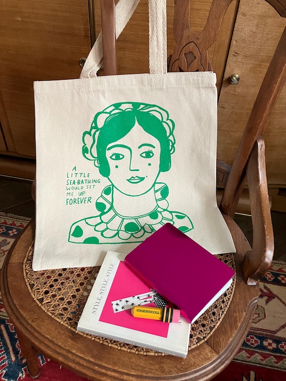 Screen Printed Cotton Canvas Tote Bag - A Little Sea-Bathing Would Set Me Up Forever