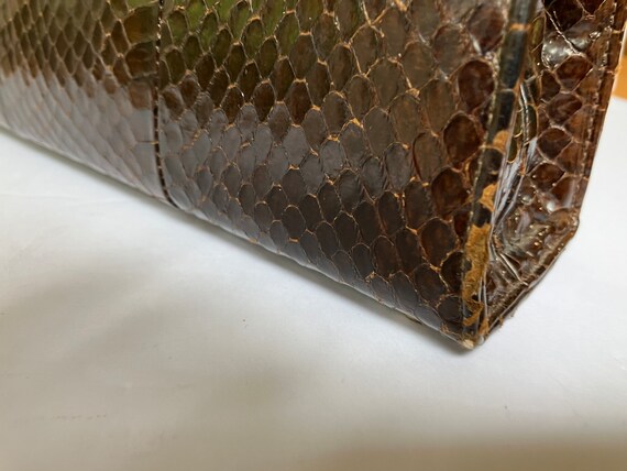 c. 1940s/50s Snakeskin Brown Leather Lady Bag - image 6