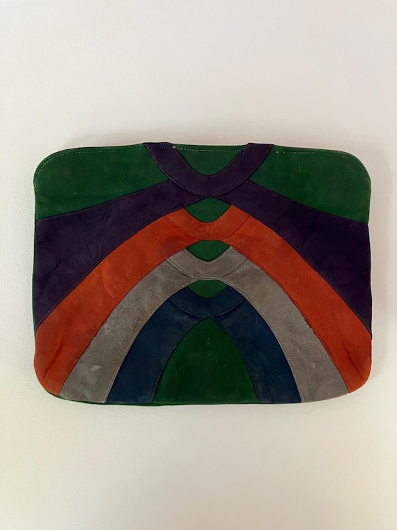 c.1940s Suede Colorblock Clutch Purse