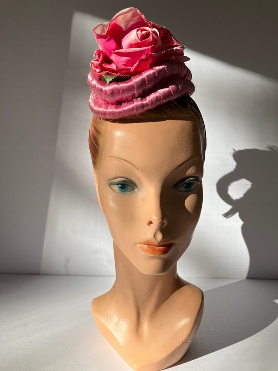 Fabulous Marion Valle Pink 1930s/1940s Tilt Hat