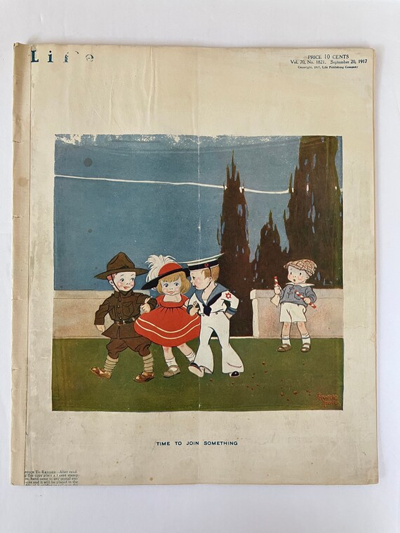 Life Magazine Sept 20, 1917 Vol. 70. No 1821. "Time to Join Something" Cover.
