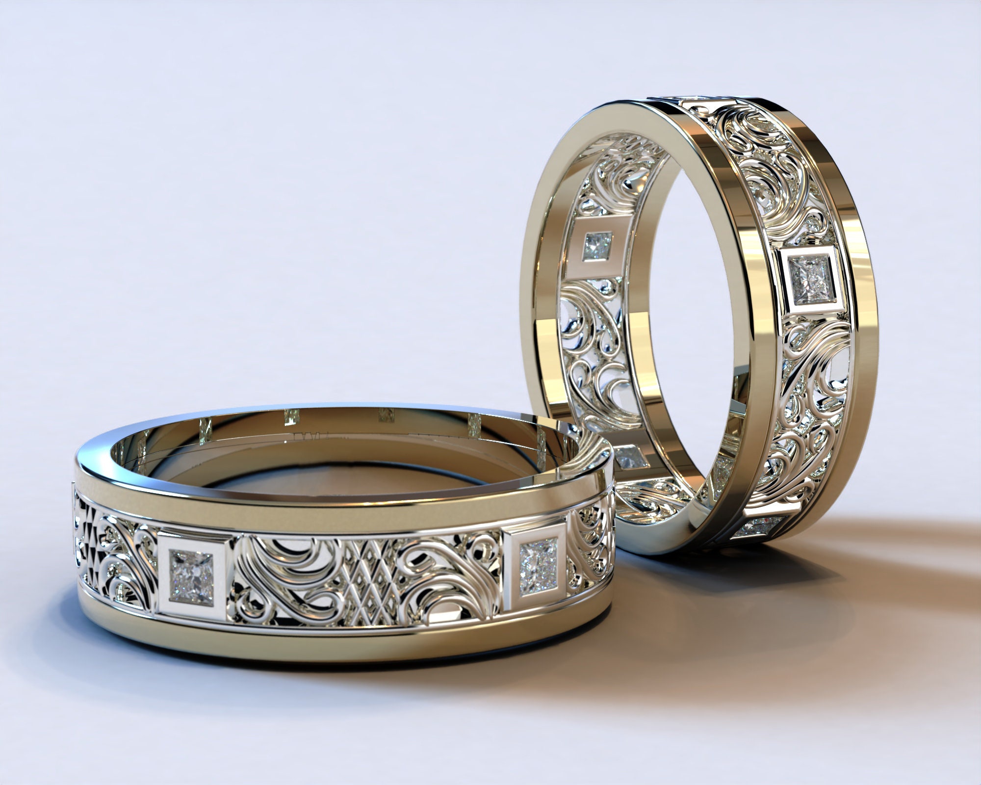 His and Hers Wedding Bands Matching Wedding Bands Set Diamond