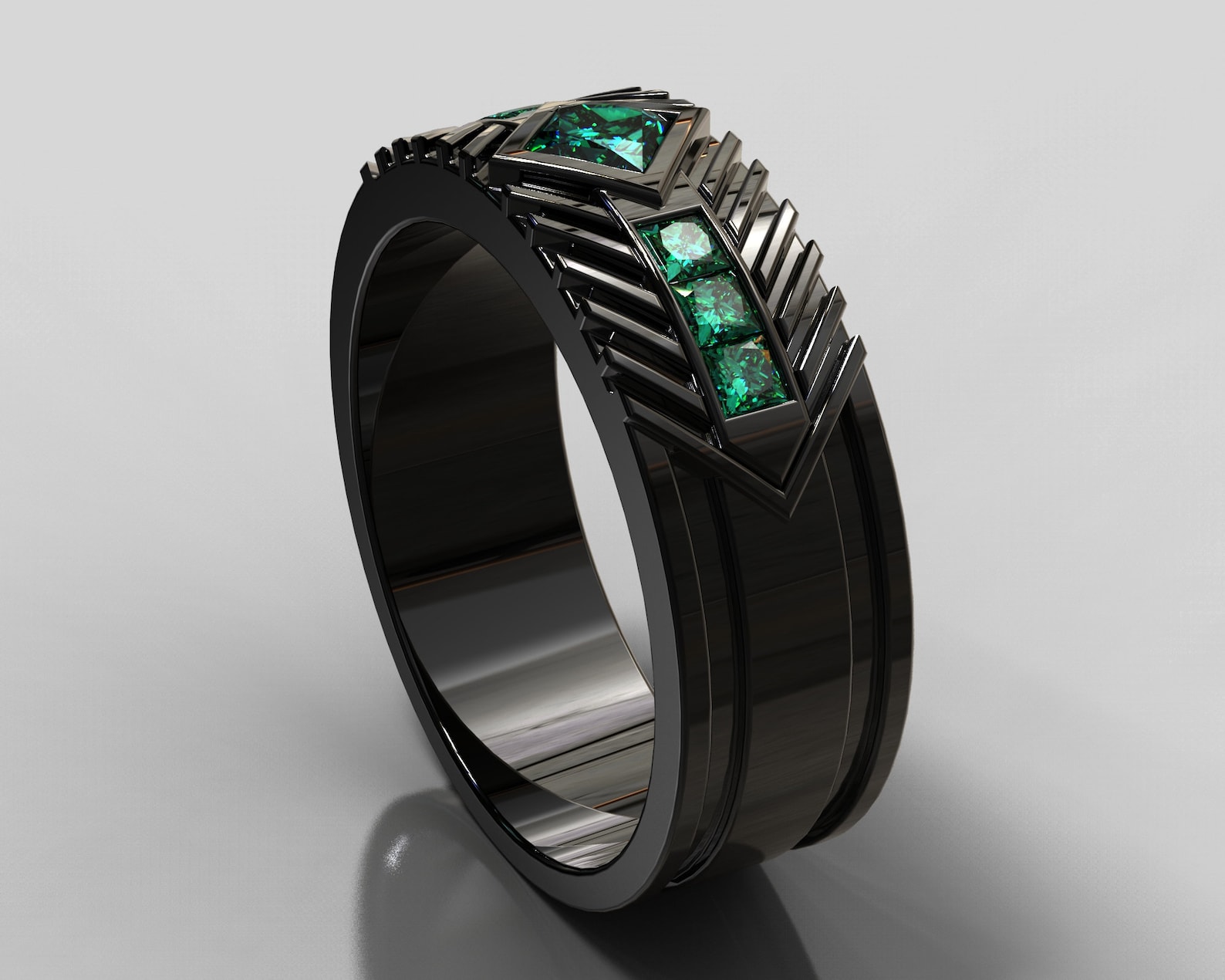 Man Emerald Ring Men Wedding Band Black Emerald Wedding Etsy