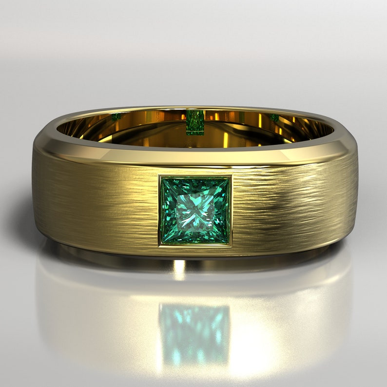 Mens Emerald Ring Emerald Gold Ring Emerald Rings Emerald Etsy