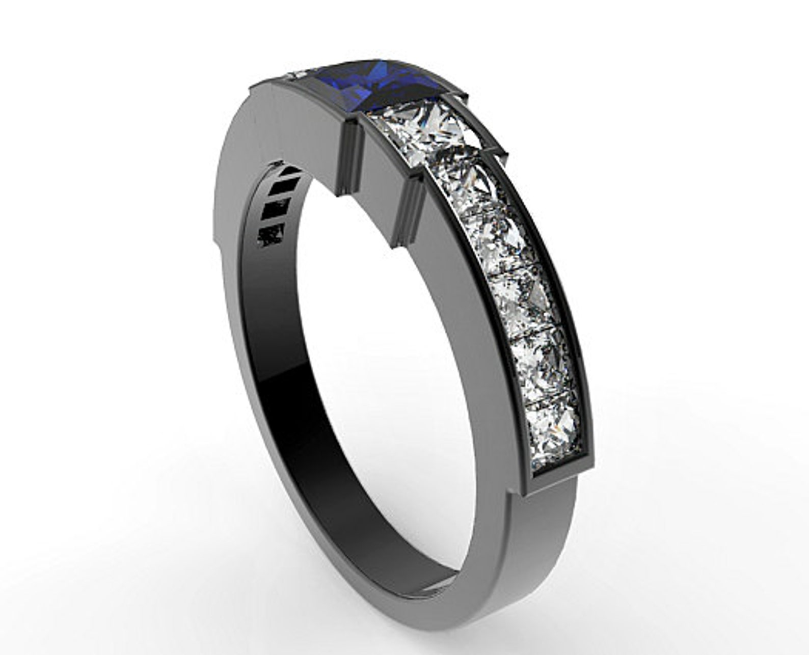 Black Gold Diamond wedding Ring For A WomenUnique Blue Etsy