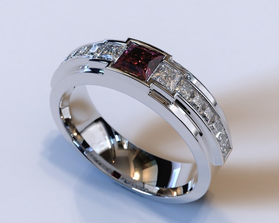 Diamond and Ruby 9ct 9K Yellow Gold Ring Band - Antique Vintage Style –  Lancastrian Jewellers