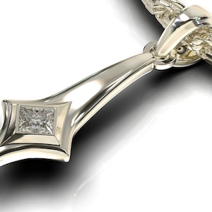 White Gold Pendant / Diamond Pendant / North Star Necklace / Necklace Men / Present For Boyfriend / Gifts For Men / Viking Necklace Mens