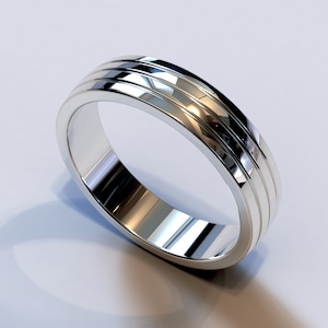 Classic Men&#39;s 14K Solid White Gold Wedding Band / Promise Ring Mens / Rings For Men