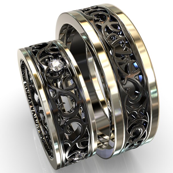 Gothic Wedding Rings Etsy