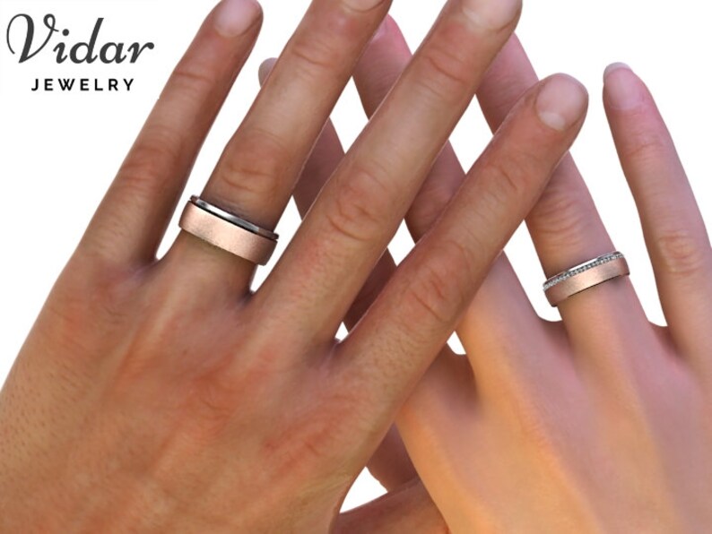 Matching Wedding Bands His and Hers Wedding Band Set Unique Etsy