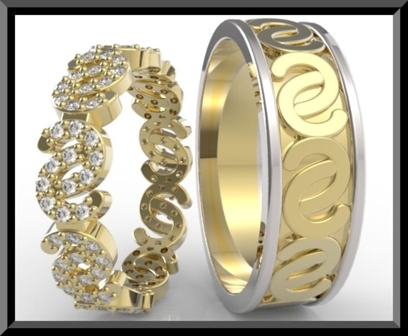 male and female matching wedding bands