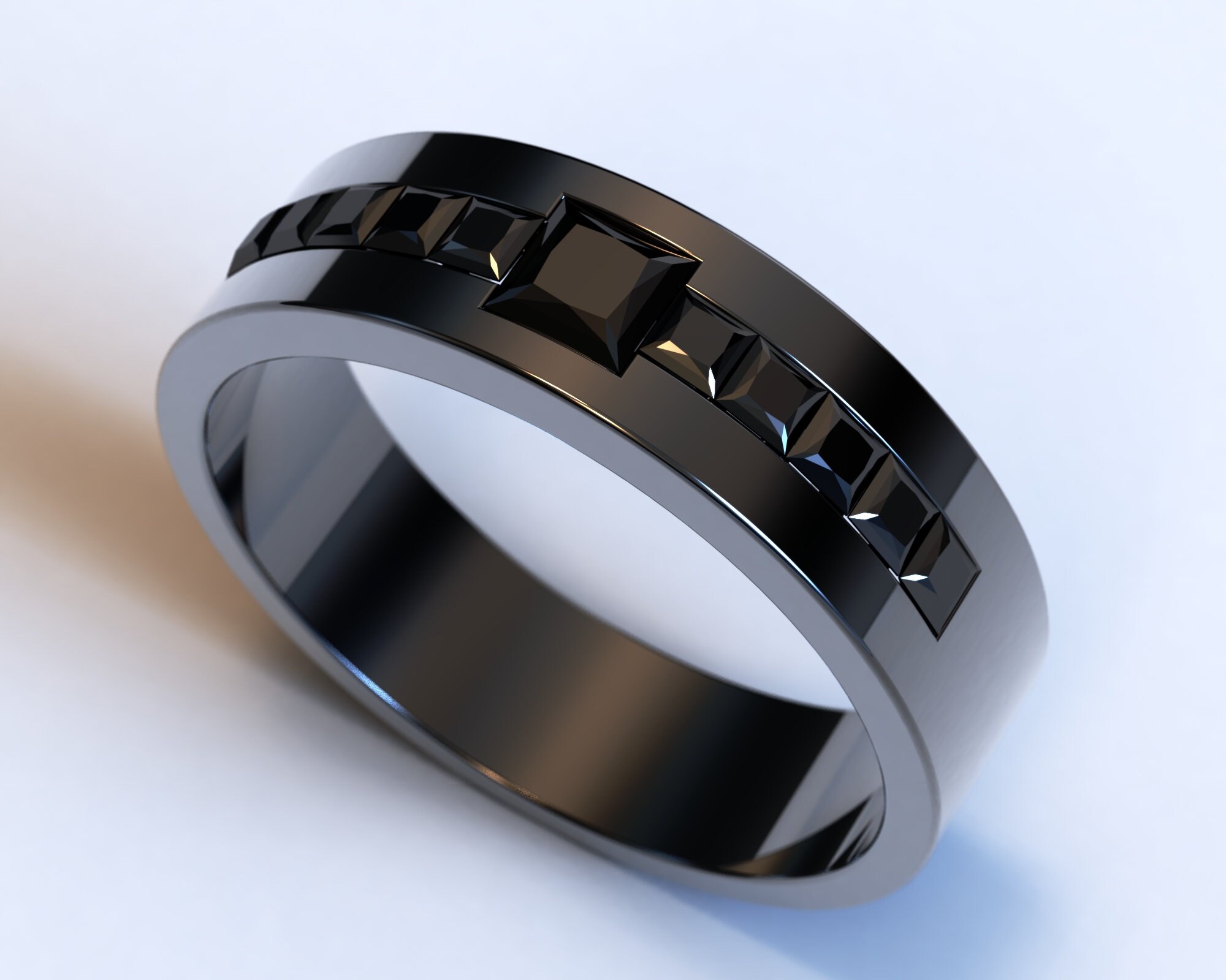 Jet Black Wedding Band Mens Black Diamond Ring Black Gold Wedding Band Mens Dark Wedding Band Unique Mens Diamond Wedding Band Etsy Polska