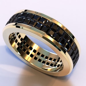 Mens Wedding Band / Black Diamond Gold Ring / Mens Gold Wedding Band / Black Diamond Gold Mens Wedding Band / Flawless Mens Wedding Band