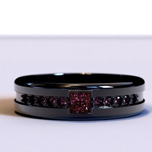 Ruby Wedding Band / Mens Ruby Ring / Square Ruby Ring / Black Gold Ruby ...