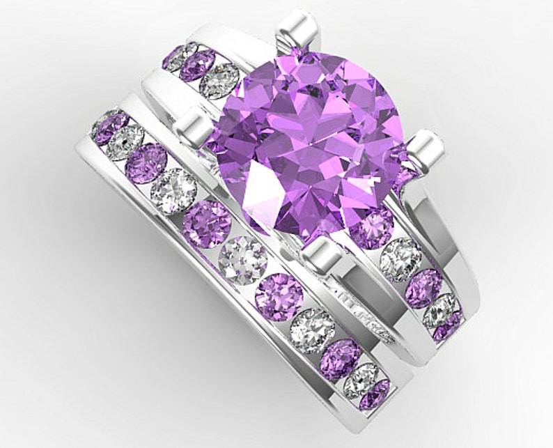 Amethyst Wedding Ring SetUnique Wedding Ring SetPurple Etsy