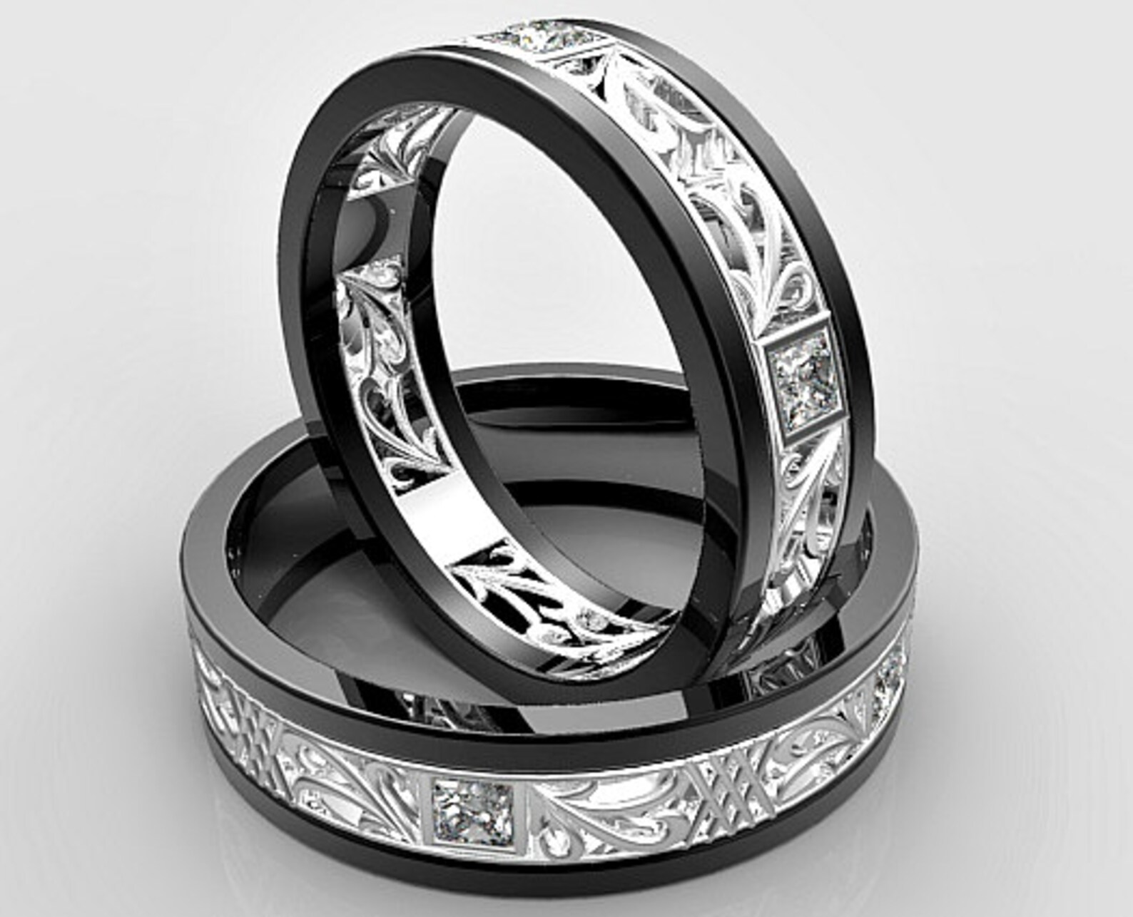 Matching Wedding Band Set His and Hers Diamond Wedding Band Etsy