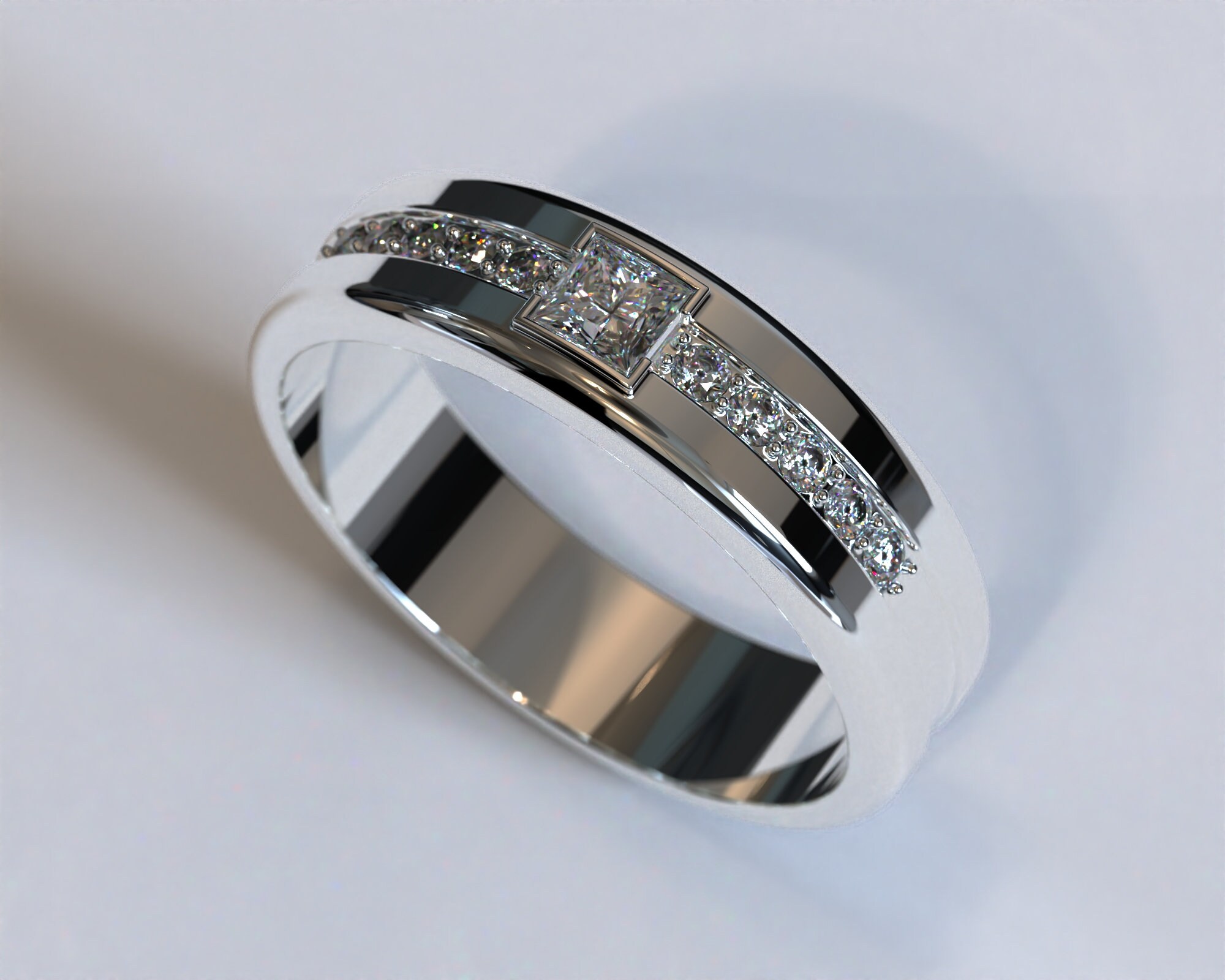 Unique mens white gold wedding bands clearance