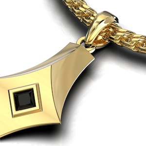 Necklace For Men / Men Gold Chain / Gold Charm Necklace / Black Diamond Necklace / Diamond Pendant Men / Gemstone Pendant / Gifts For Him