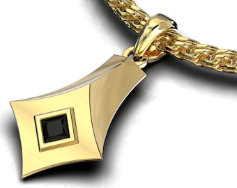 Necklace For Men / Men Gold Chain / Gold Charm Necklace / Black Diamond Necklace / Diamond Pendant Men / Gemstone Pendant / Gifts For Him