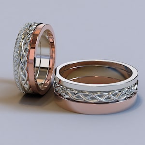 His And Hers Wedding Bands Celtic / Unique Couples Rings / Wedding Ring Set His And Hers / Couples Promise Rings / Fine Jewelry