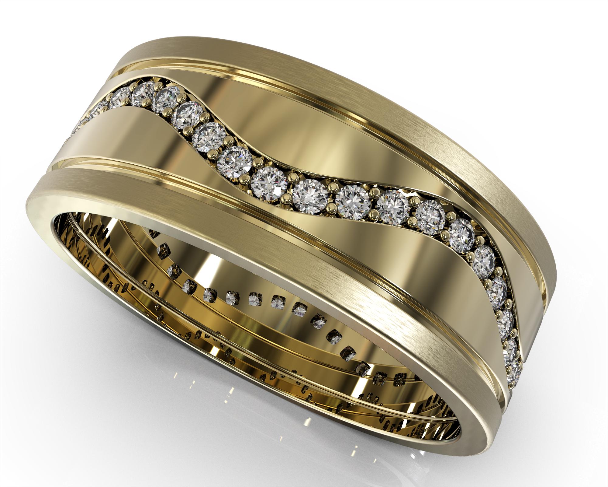 Stylish 14K Solid Gold Men's Wedding Band With Channel Set Diamonds Stylish 14K Solid Gold Men's Wedding Band With Channel Set Diamonds